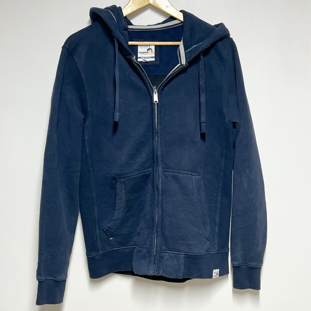 Fat Face Marine Blue “No Sea No Life” Navy Zip Hoodie Mens M